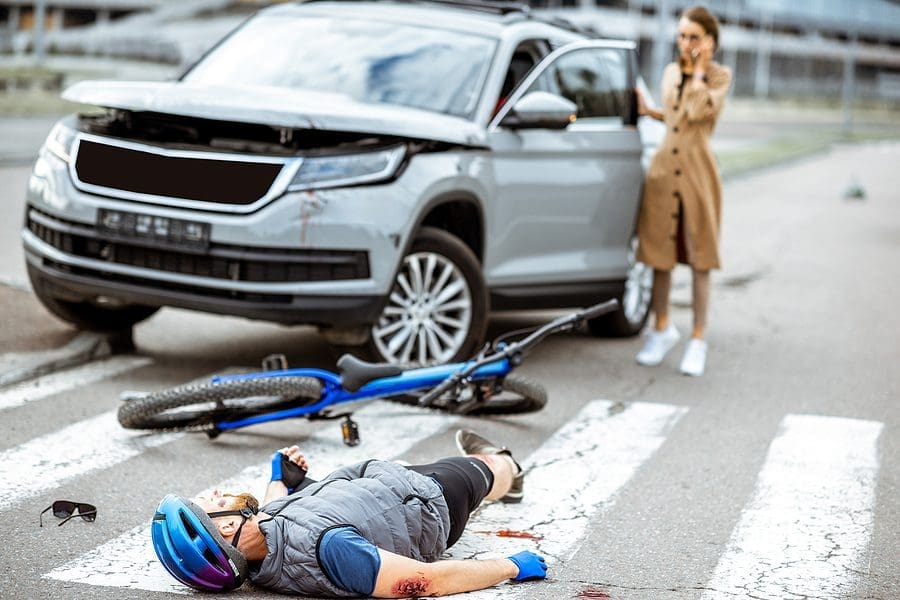 An Accident of a Car with a bicyclist