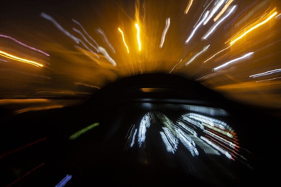 Blur Motion Inside Car Light Trail Represent Moving Car Or Drunk driving about to cause an accident