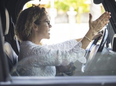 Woman Shouting While Driving in an act of road rage