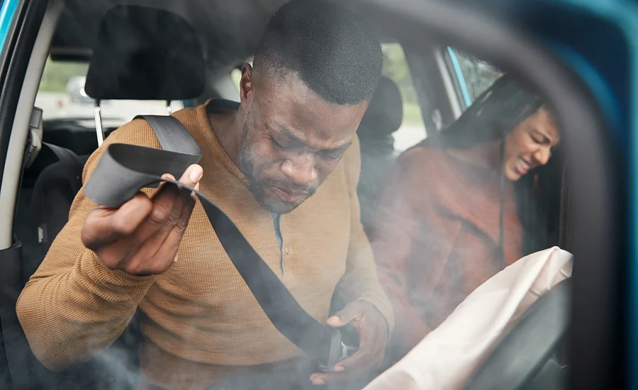 young black couple in their car after a broadwater personal injury accident