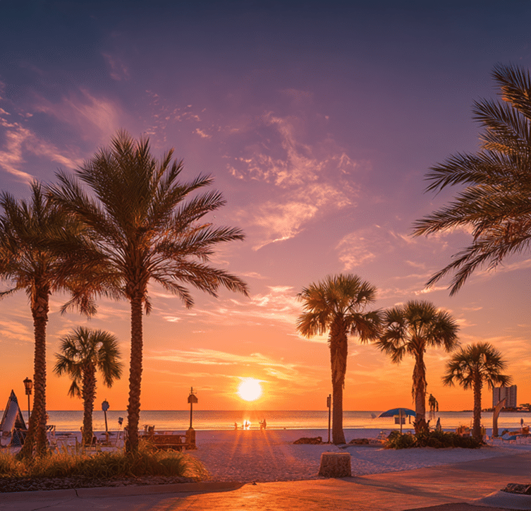 clearwater beach, fl at sunset